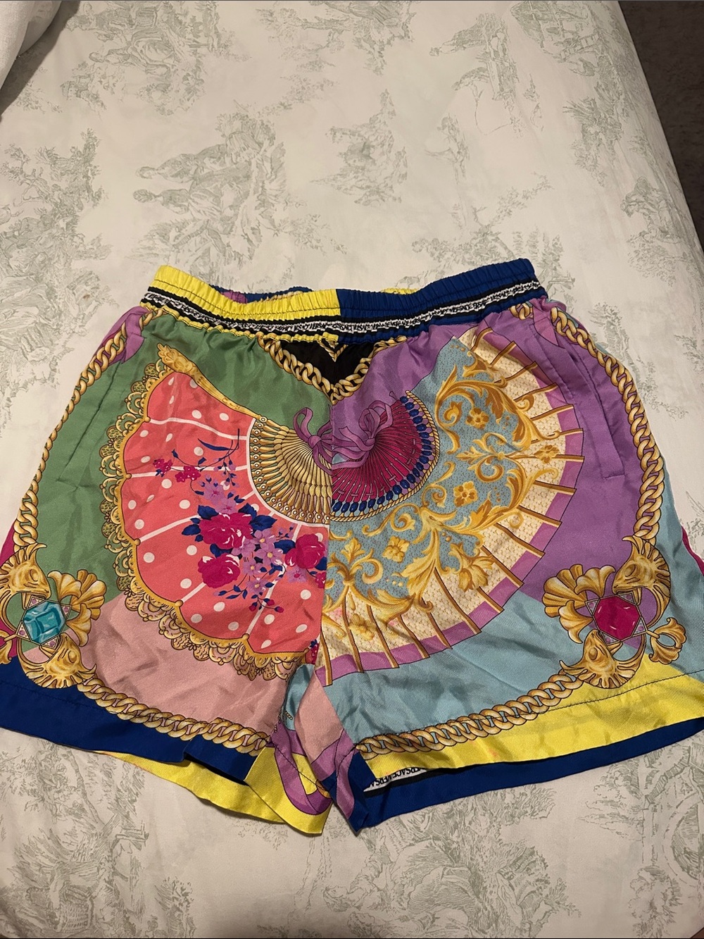 Versace Multicolor Scarf-Print High-Waist Women's Shorts